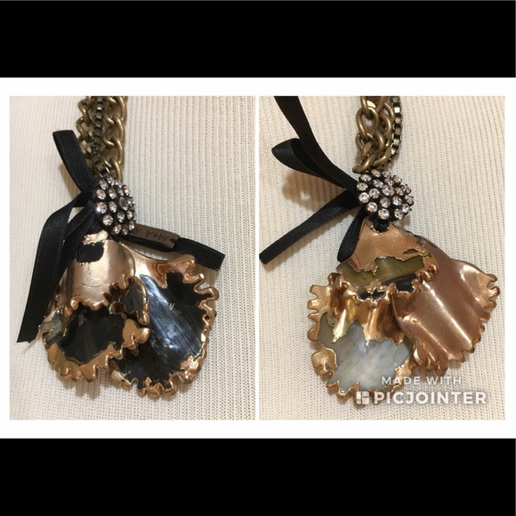 💍SOLD💍 Marni Horn Encrusted Brass Chain Necklace - Picture 2 of 6